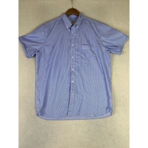 Emidio Tucci Shirt Men's XL 5 Blue Button Up Short Sleeve Cotton Casual